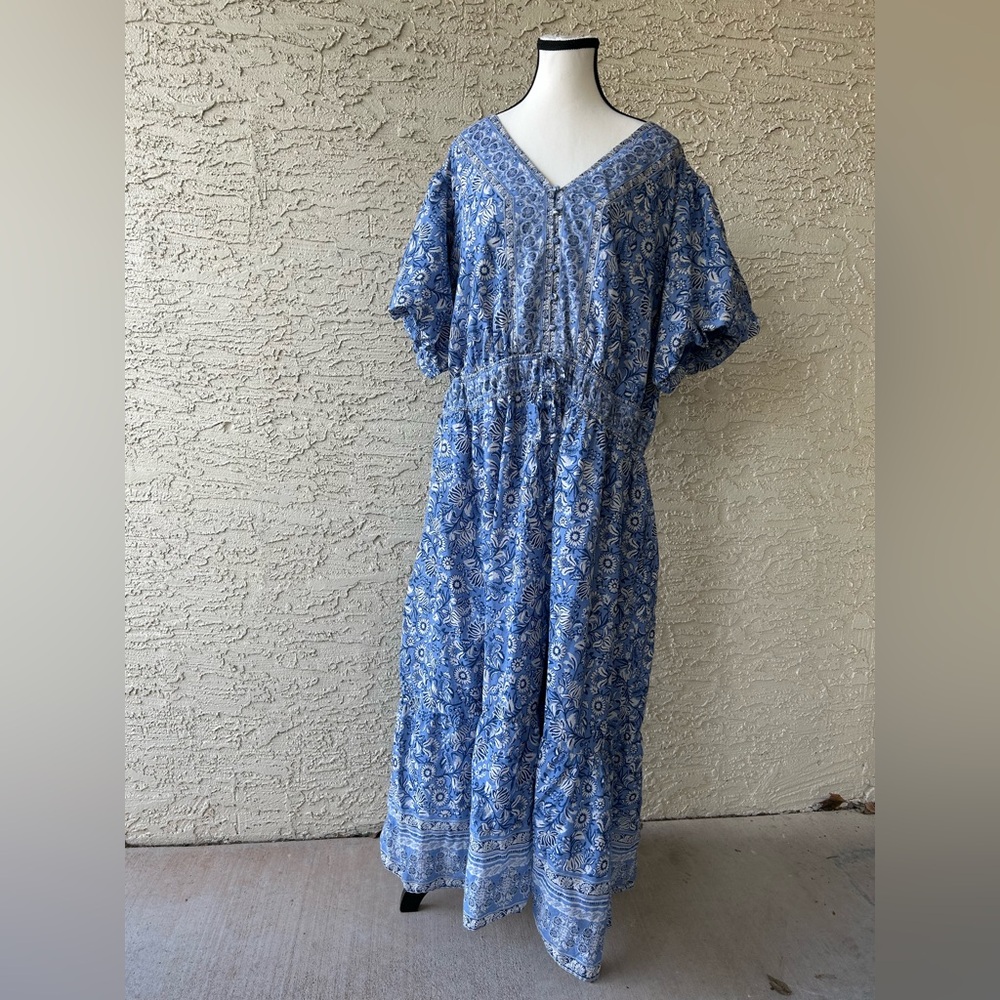 Blue Floral Maxi Dress plus size Lea